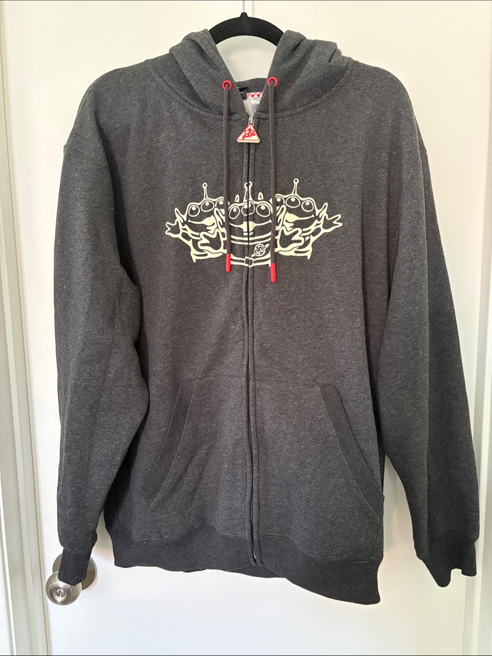 Disney Gray Zip-Up Hoodie with Three-Eyed Alien Graphic